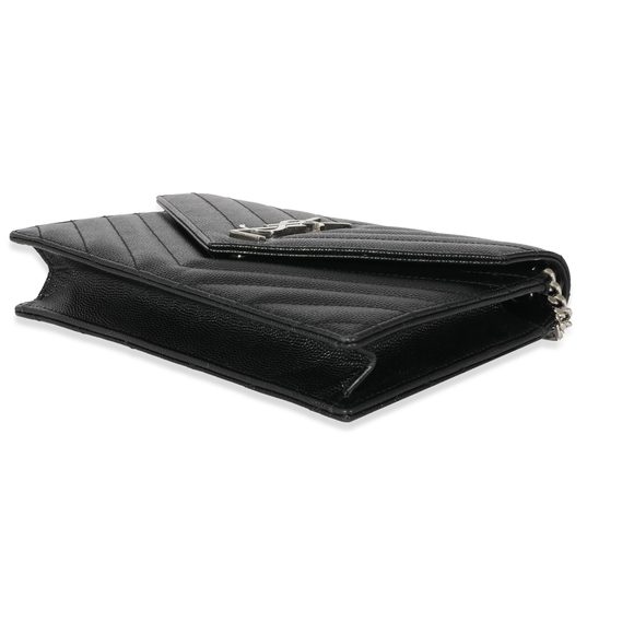 Saint Laurent Black Grain De Poudre Envelope Chain Wallet - Picture 7 of 8
